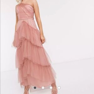 Little Mistress Tiered One Shoulder Maxi Dress